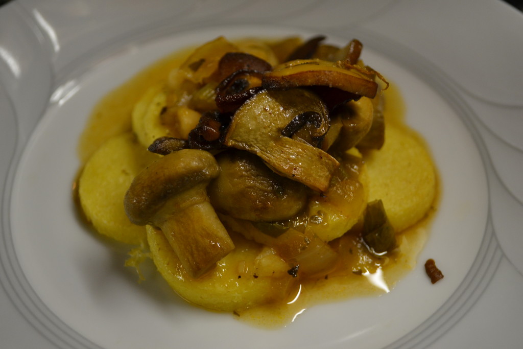 Semolina gnocchi with mushroom sugo