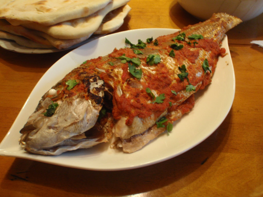 Baked whole fish