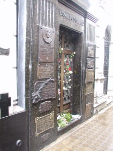 Evita's tomb, at which flowers are left daily by fans