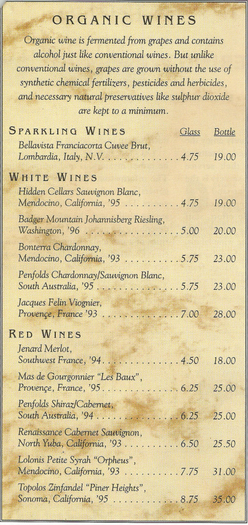 Josephina's revised wine list after Perlman's fine tuning.